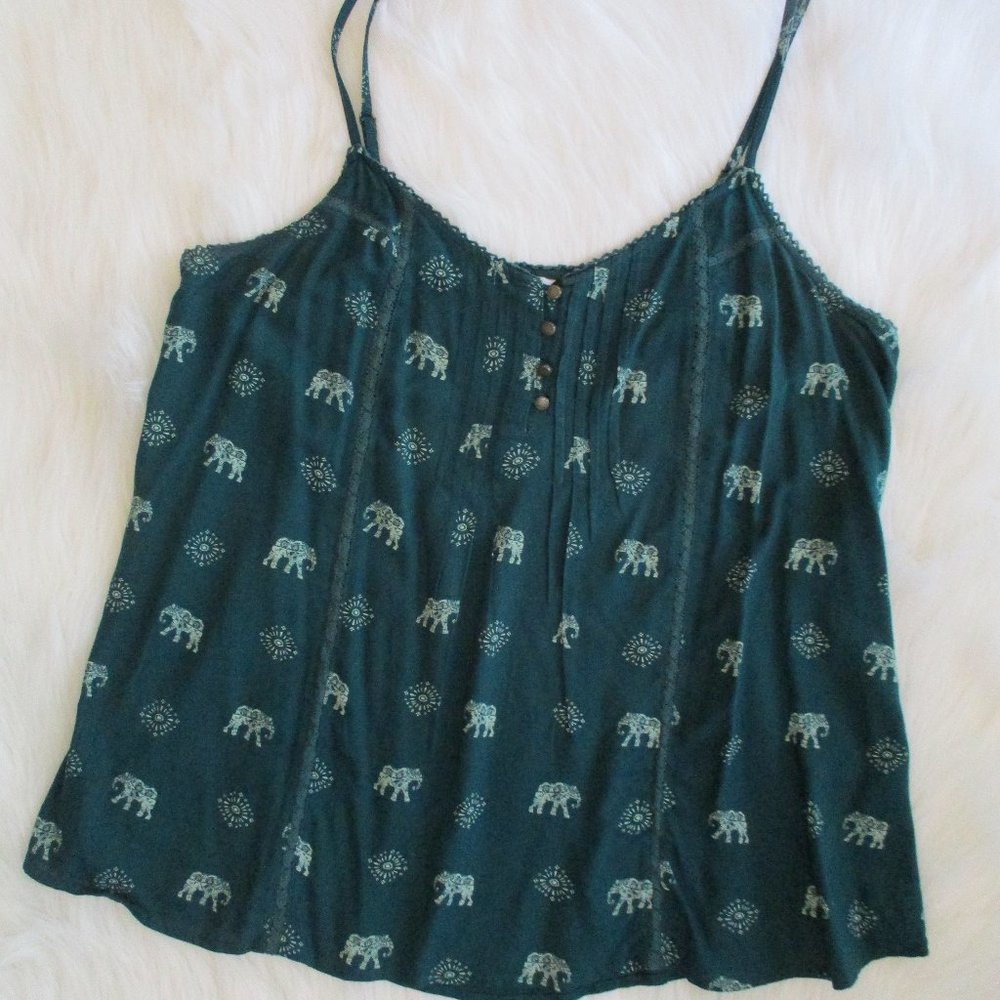Sonoma Teal Elephant Flowy Tank Top Large